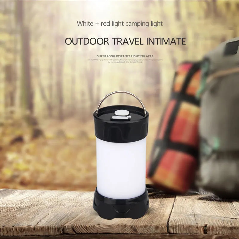 380LM USB Rechargeable Portable Lanterns Magnet Portable Outdoor LED Camping Lantern Flashlight Waterproof IPX-4 White Red Light